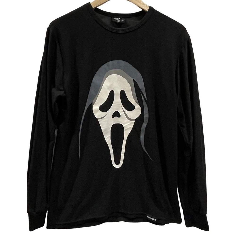 Scream Ghost Face T-Shirt Fun World Scary Horror Black Long Sleeve Top Adult S